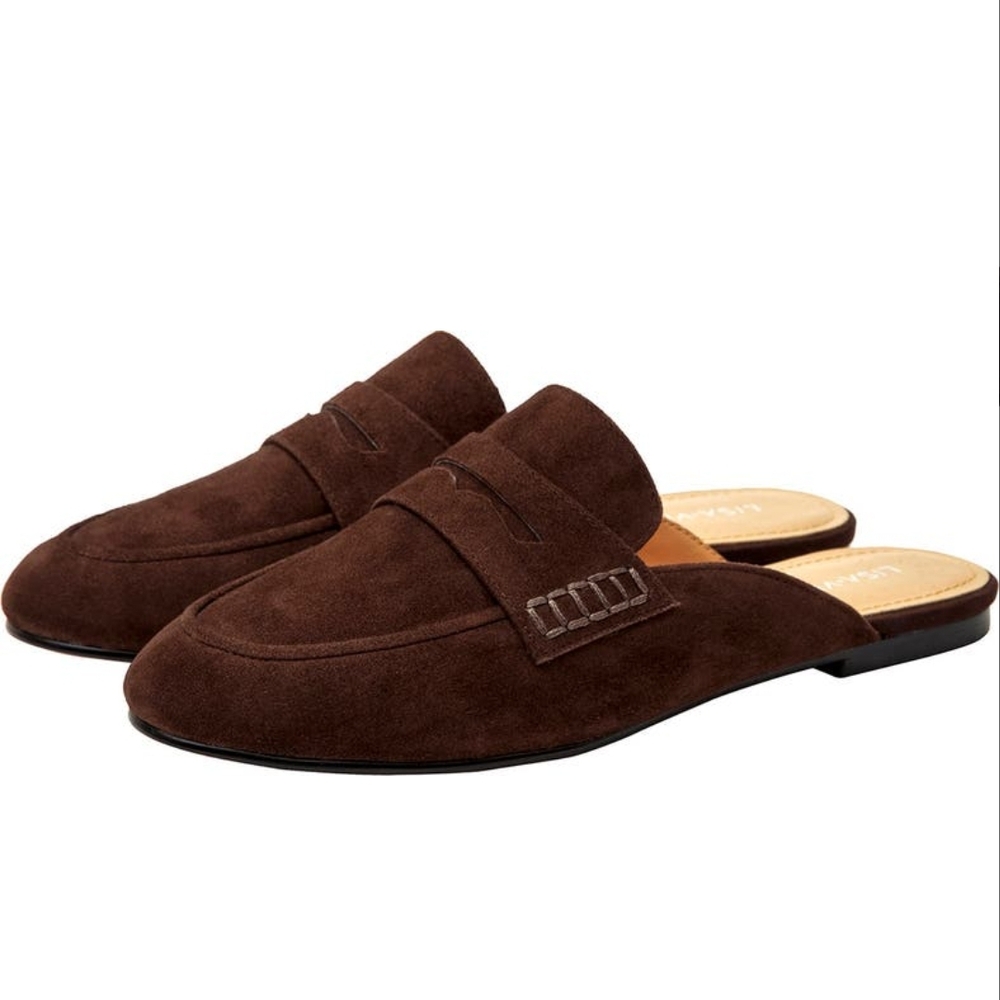 Lisa Vicky Enrich Loafer Mule Brown Suede Women's Mules